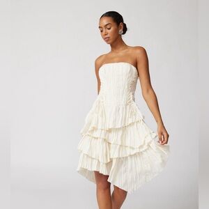 NWT Urban Outfitters Cream Strapless Layered Dress